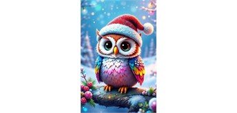 Diamond Painting - Winter Eule - ECKIGE STEINE 20 x 30 cm