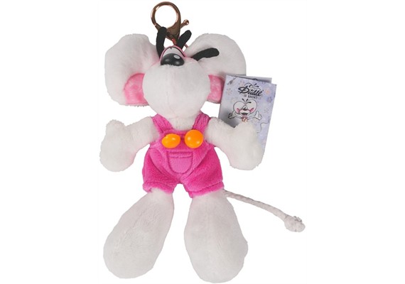 Diddl Plüsch-Schlüsselanhänger Diddl in Latzhose Rosa 15 cm