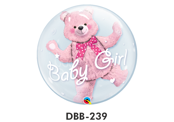 Double Bubble Ø 45 cm, Baby Girl Pink Teddy Bear, ohne Füllung