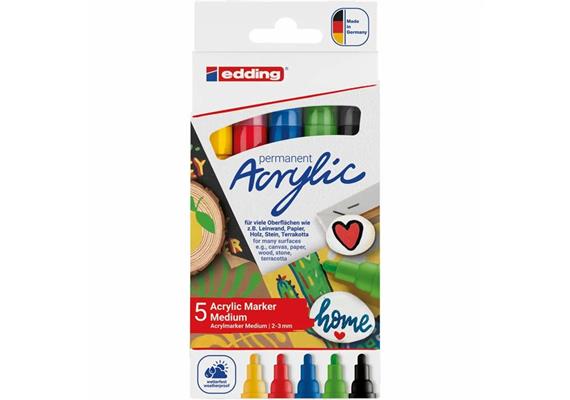 edding Acrylmarker 5100 medium basic 2-3 mm 5 Stück