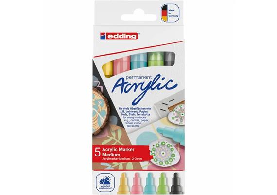 edding Acrylmarker 5100 medium pastell 2-3 mm 5 Stück