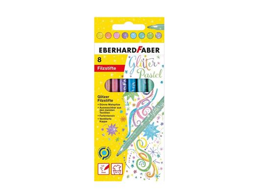 Faber - Glitter Fasermaler Pastell 8er Etui