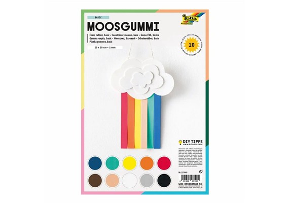 folia Moosgummi mehrfarbig 20 x 29 cm 10 Blatt
