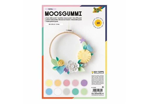 folia Moosgummi Pastell mehrfarbig 20 x 29 cm 10 Blatt