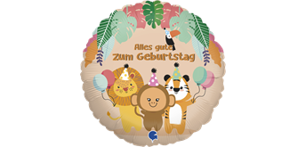 Folienballon Alles Gute zum Geburtstag Tropische Tiere 46 cm