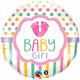 Folienballon BABY GIRL Pastell-Punkt und -Streifen Ø 38 cm ohne Füllung