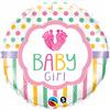 Folienballon BABY GIRL Pastell-Punkt und -Streifen Ø 38 cm ohne Füllung