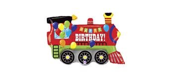 Folienballon Birthday Eisenbahn 94 cm, ohne Füllung