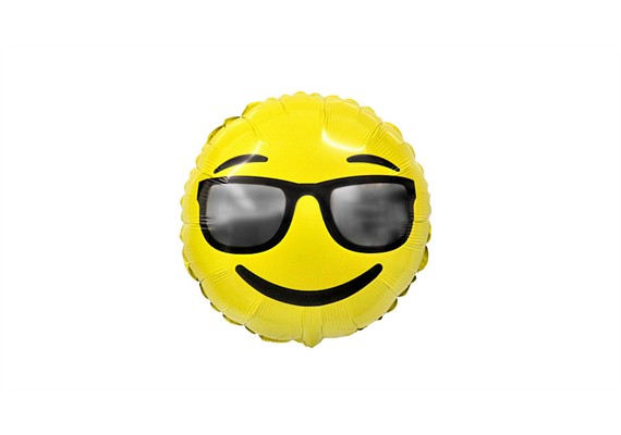 Folienballon Emoji Brille ca. 45 cm, ungefüllt