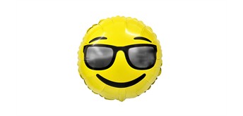 Folienballon Emoji Brille ca. 45 cm, ungefüllt