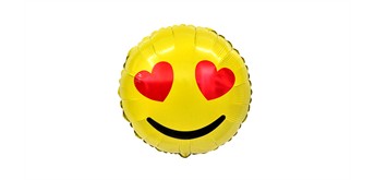Folienballon Emoji Liebe ca. 45 cm, ungefüllt