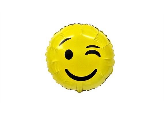 Folienballon Emoji Zwinker ca. 45 cm, ungefüllt