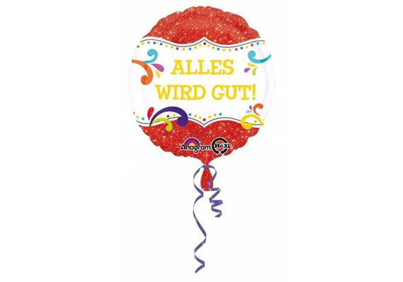 Folienballon Glitzer "Alles wird gut", ohne Füllung