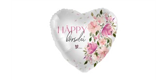 Folienballon Häppy Börsdei Blueme Herz ca. 45 cm, ungefüllt