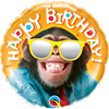 Folienballon Happy Birthday Affe mit Sonnenbrille Ø 38 cm ohne Füllung