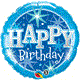 Folienballon Happy Birthday blau Glanz Ø 45 cm ohne Füllung