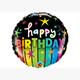 Folienballon HAPPY BIRTHDAY bunte Sterne Ø 38 cm ohne Füllung