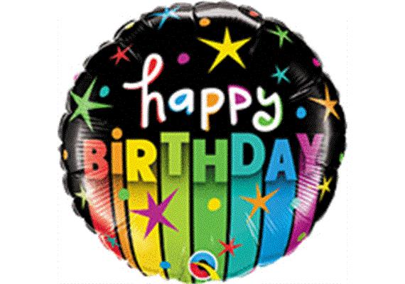 Folienballon HAPPY BIRTHDAY bunte Sterne Ø 38 cm ohne Füllung