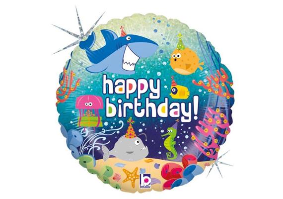 Folienballon Happy Birthday Ozean, 46 cm