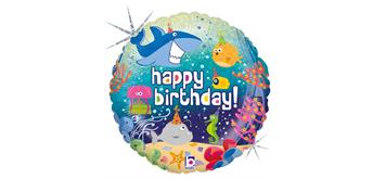 Folienballon Happy Birthday Ozean, 46 cm