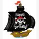 Folienballon Happy Birthday Piratenschiff 117 cm ohne Füllung