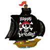 Folienballon Happy Birthday Piratenschiff 117 cm ohne Füllung