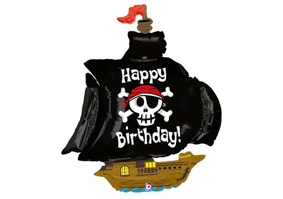 Folienballon Happy Birthday Piratenschiff 117 cm ohne Füllung