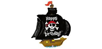 Folienballon Happy Birthday Piratenschiff 117 cm ohne Füllung