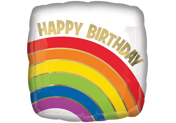 Folienballon Happy Birthday Rainbow, ohne Füllung