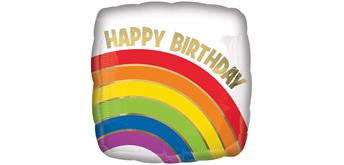 Folienballon Happy Birthday Rainbow, ohne Füllung