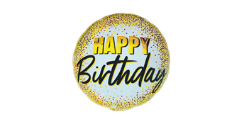Folienballon Happy Birthday weiss/gold Ø 38 cm