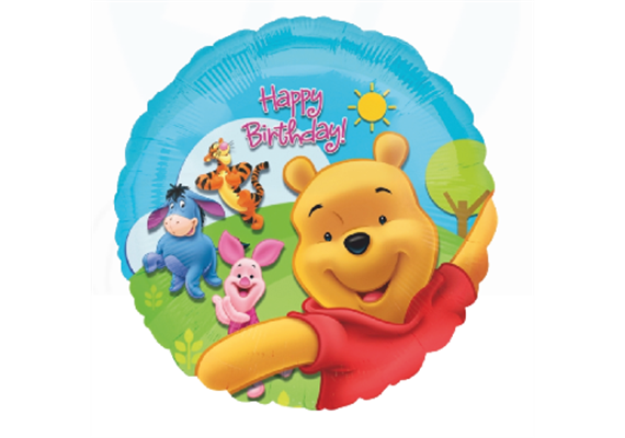Folienballon Happy Birthday Winnie Pooh Ø 38 cm ohne Füllung