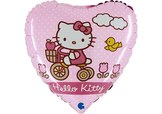 Folienballon Hello Kitty Fahrrad 46 cm ohne Füllung