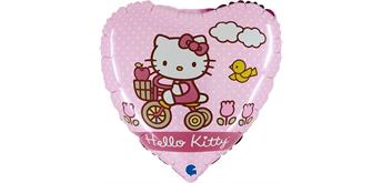 Folienballon Hello Kitty Fahrrad 46 cm ohne Füllung