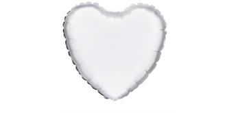 Folienballon Herz weiss 46 cm, unverpackt