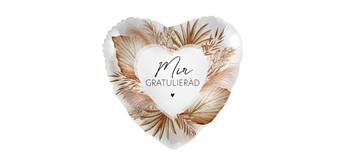 Folienballon Mir gratulieräd Boho Herz ca. 45 cm, ungefüllt