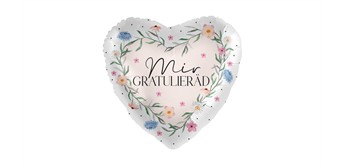 Folienballon Mir gratulieräd Chranz Herz ca. 45 cm, ungefüllt