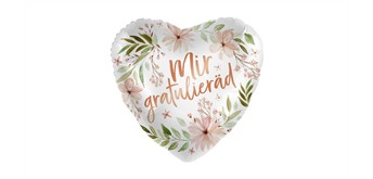 Folienballon Mir gratulieräd Natur Herz ca. 45 cm, ungefüllt
