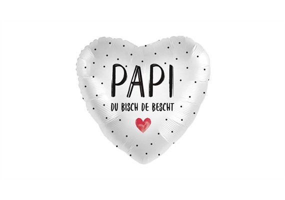 Folienballon Papi de Bescht Herz ca. 45 cm, ungefüllt