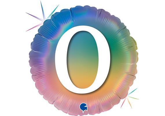 Folienballon rund 0 Regenbogen, 46 cm ohne Füllung