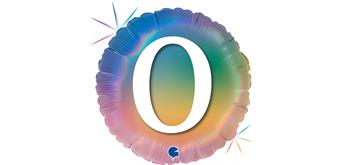 Folienballon rund 0 Regenbogen, 46 cm ohne Füllung