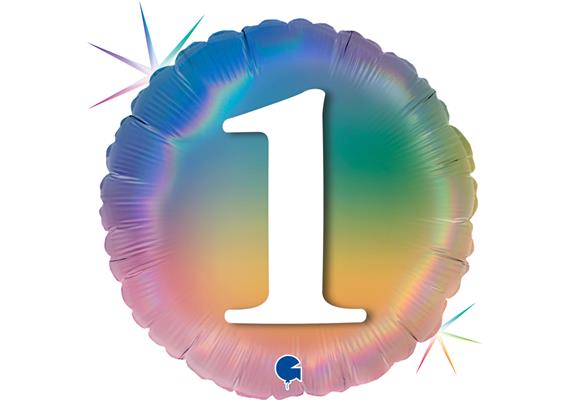 Folienballon rund 1 Regenbogen, 46 cm ohne Füllung