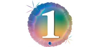 Folienballon rund 1 Regenbogen, 46 cm ohne Füllung