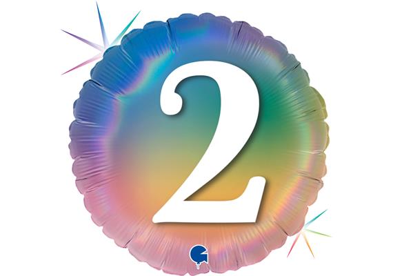Folienballon rund 2 Regenbogen, 46 cm ohne Füllung