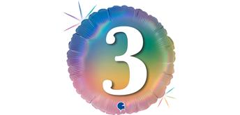 Folienballon rund 3 Regenbogen, 46 cm ohne Füllung