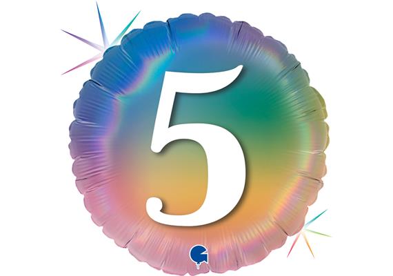 Folienballon rund 5 Regenbogen, 46 cm ohne Füllung