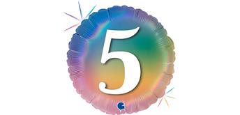 Folienballon rund 5 Regenbogen, 46 cm ohne Füllung
