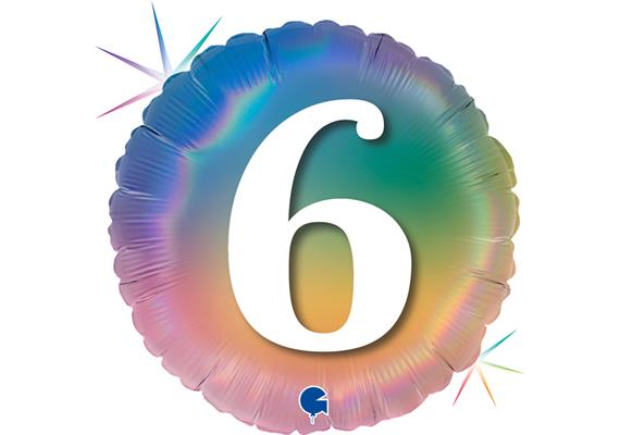 Folienballon rund 6 Regenbogen, 46 cm ohne Füllung