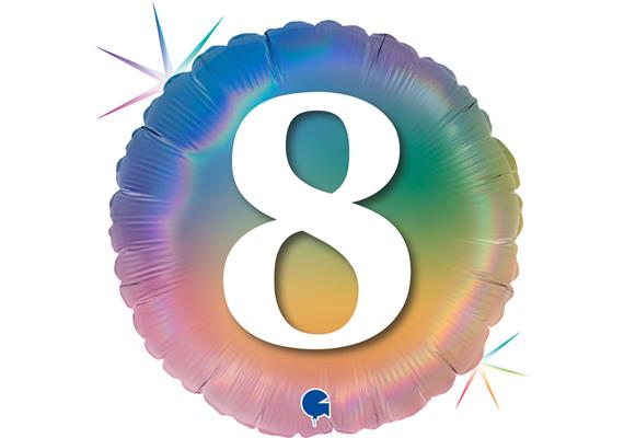Folienballon rund 8 Regenbogen, 46 cm ohne Füllung