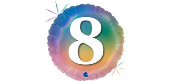 Folienballon rund 8 Regenbogen, 46 cm ohne Füllung